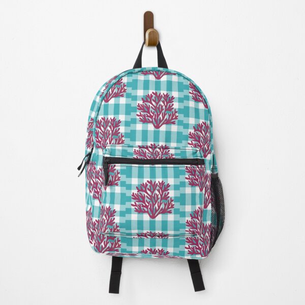 Item preview, Blue plaid and red coral designed and sold by Ana Gorozpe.