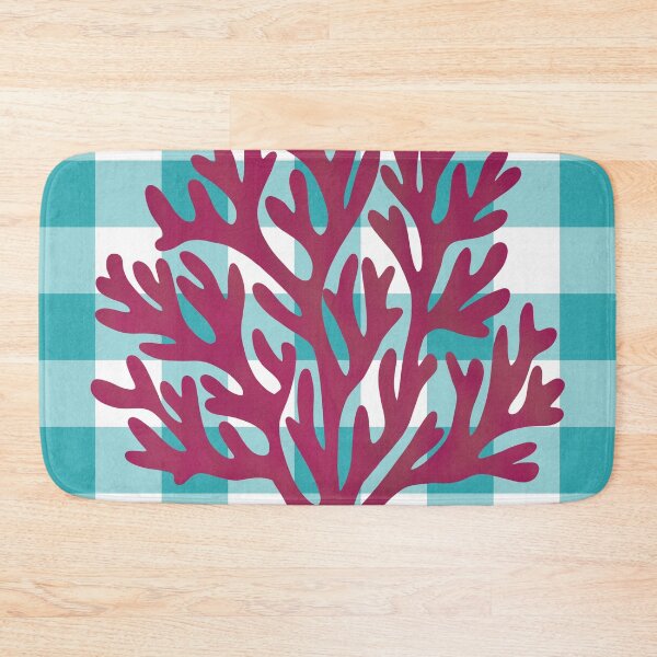Item preview, Blue plaid and red coral designed and sold by Ana Gorozpe.