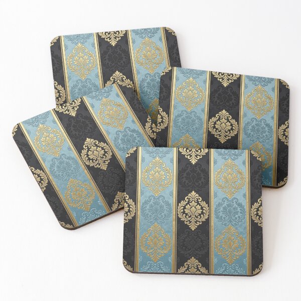 Item preview, Sky Blue & Black Striped Damask designed and sold by DesignsByPrnces.