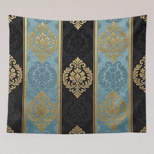 Item preview, Sky Blue & Black Striped Damask designed and sold by DesignsByPrnces.