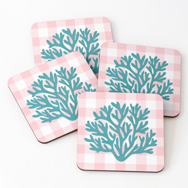 Item preview, Blue coral and pink plaid designed and sold by Ana Gorozpe.