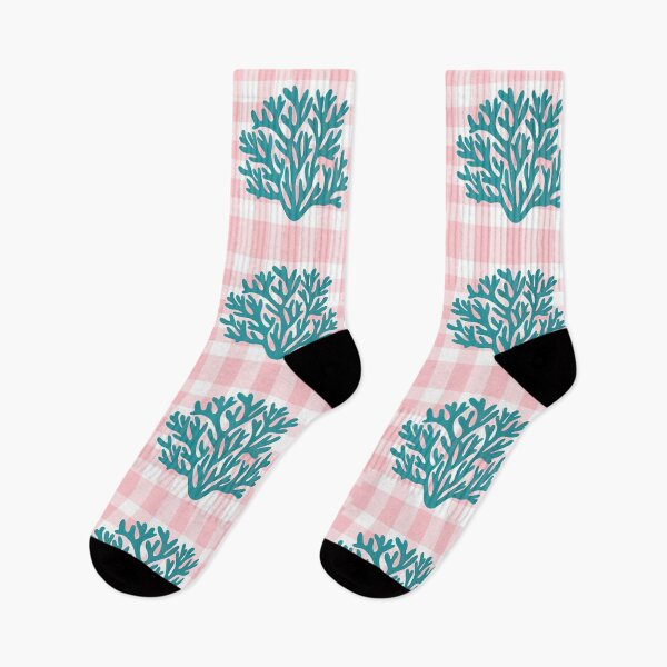 Item preview, Blue coral and pink plaid designed and sold by Ana Gorozpe.