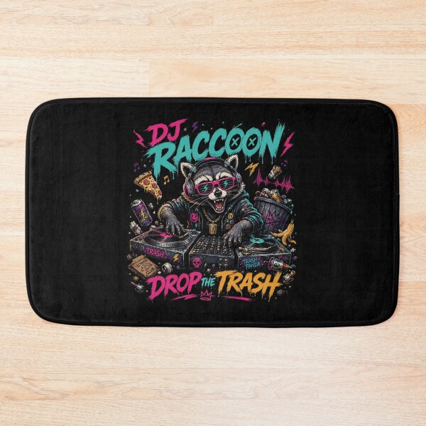 Item preview, DJ Raccoon Drop The Trash T-Shirt | Funny Trash Panda Graphic Tee | Neon Graffiti Animal | Retro DJ Streetwear Gift designed and sold by Dogandesighn.