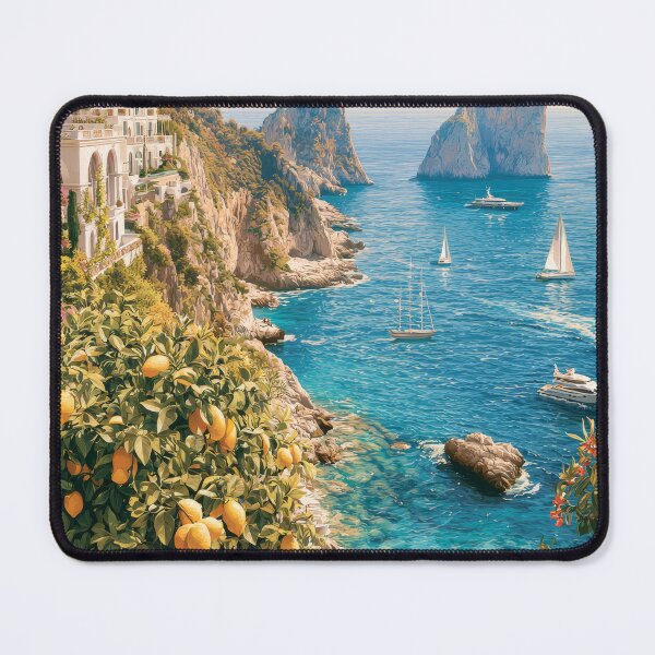 Item preview, Capri Italy Coastal Landscape | Mediterranean Travel Illustration | Italian Riviera Wall Art designed and sold by NelenaArt.