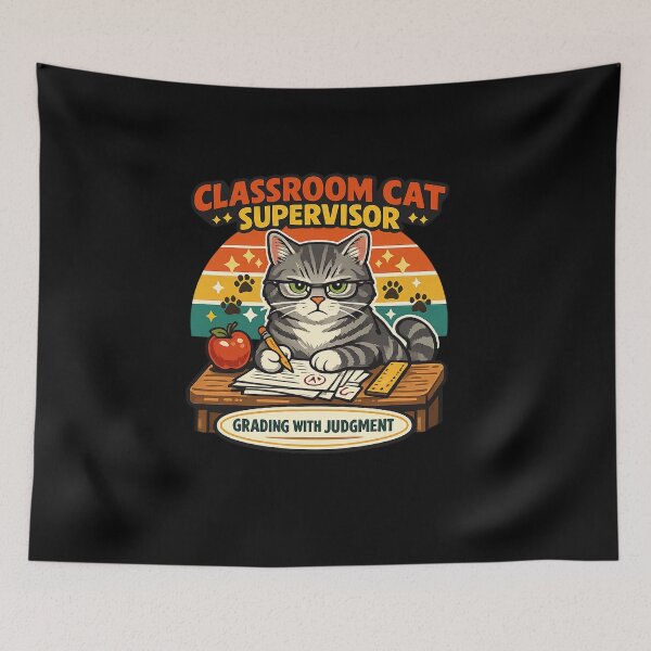 Item preview, Classroom Cat Supervisor Funny Teacher Cat Shirt designed and sold by Concrete Coffee Studio.
