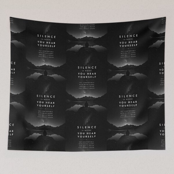 Item preview, Silence Is Where You Hear Yourself Motivational Quote designed and sold by Matt_Smith.