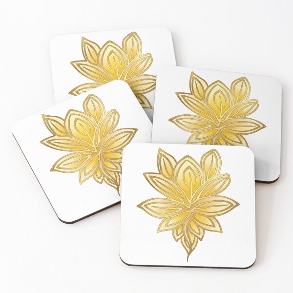 Item preview, Korean Traditional Golden Lotus Flower Watercolor Pattern designed and sold by Yiruda-Art.