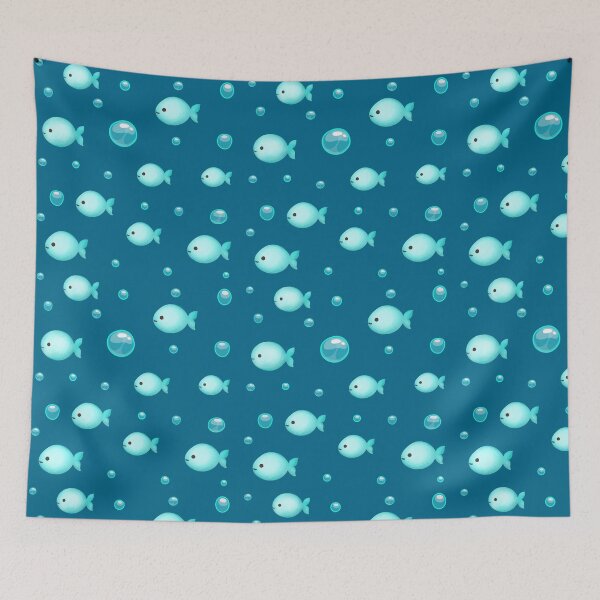 Item preview, Cute Sea animal Watercolor Blue Fish Floating Bubbles Ocean Aesthetic designed and sold by Art IN Pack.