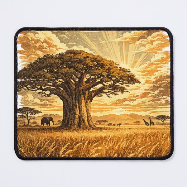 Item preview, African Savanna Baobab Tree Wildlife - Vintage Nature designed and sold by irfanshikh.