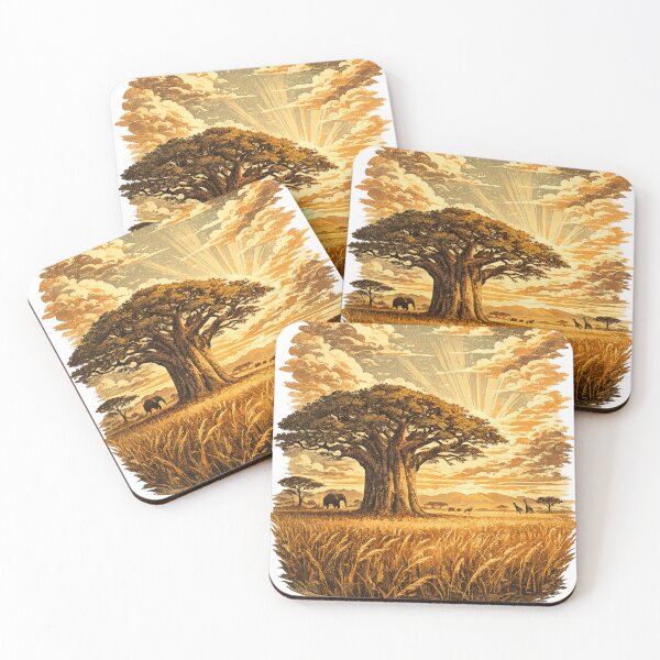 Item preview, African Savanna Baobab Tree Wildlife - Vintage Nature designed and sold by irfanshikh.