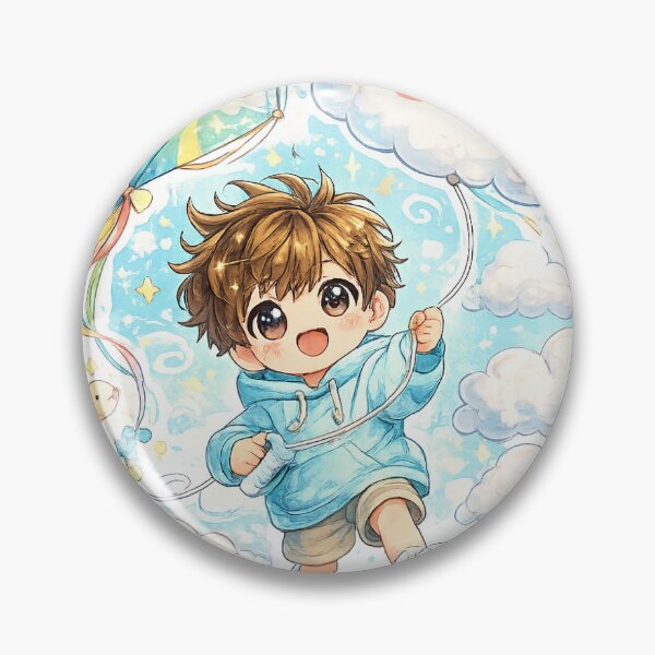 Item preview, Lucky Kite Chibi Boy – Cute Kawaii Sticker designed and sold by blossomfun.