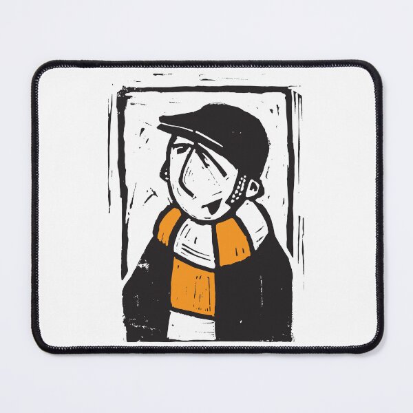 Item preview, Classic Football Fan Illustration | Retro Terrace Supporter | Orange & White Scarf - Lino designed and sold by GWARTGB.