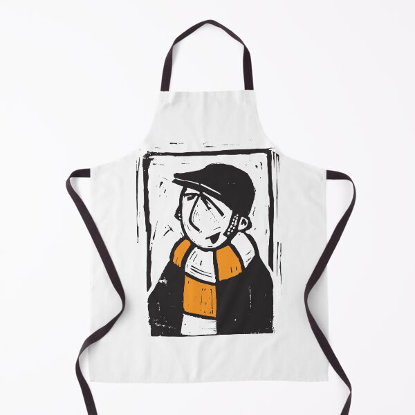 Item preview, Classic Football Fan Illustration | Retro Terrace Supporter | Orange & White Scarf - Lino designed and sold by GWARTGB.