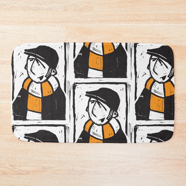 Item preview, Classic Football Fan Illustration | Retro Terrace Supporter | Orange & White Scarf - Lino designed and sold by GWARTGB.