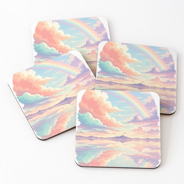 Item preview, Pastel Rainbow Sky Mountain Landscape - Dreamy Fantasy designed and sold by irfanshikh.