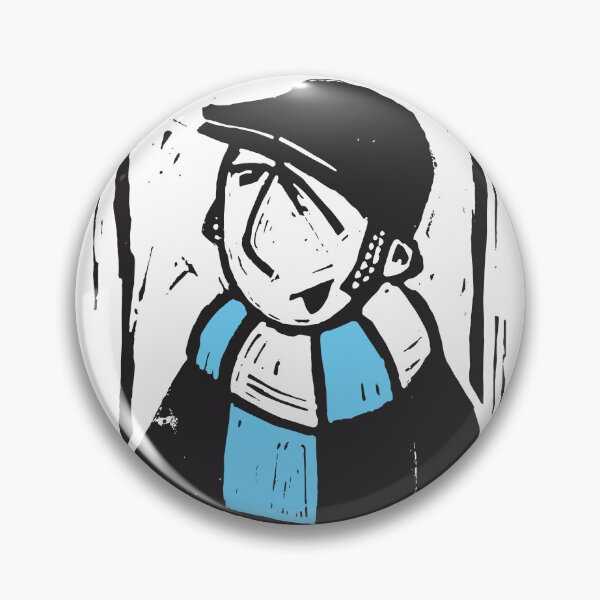 Item preview, Classic Football Fan Illustration | Retro Terrace Supporter | Sky Blue & White Scarf - Lino designed and sold by GWARTGB.