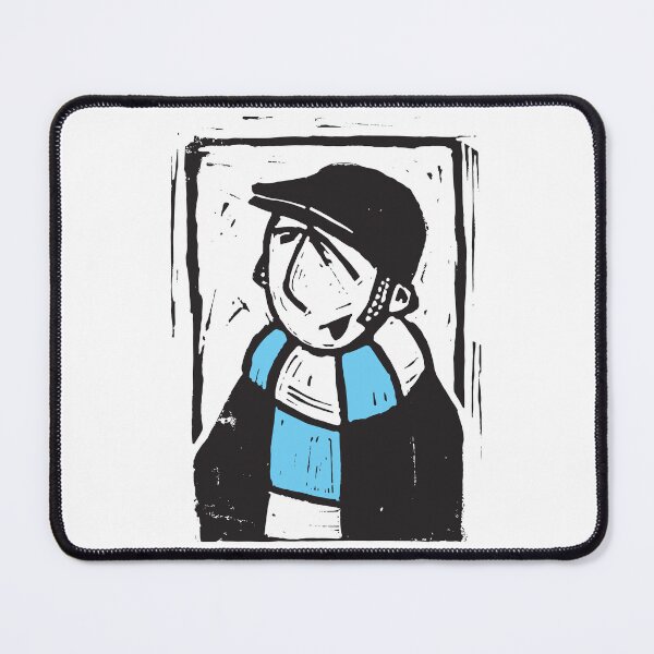 Item preview, Classic Football Fan Illustration | Retro Terrace Supporter | Sky Blue & White Scarf - Lino designed and sold by GWARTGB.