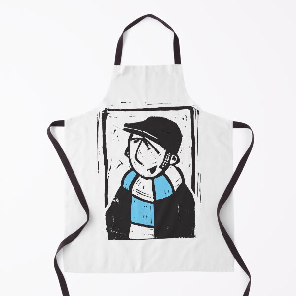 Item preview, Classic Football Fan Illustration | Retro Terrace Supporter | Sky Blue & White Scarf - Lino designed and sold by GWARTGB.