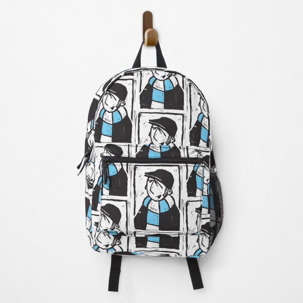 Item preview, Classic Football Fan Illustration | Retro Terrace Supporter | Sky Blue & White Scarf - Lino designed and sold by GWARTGB.