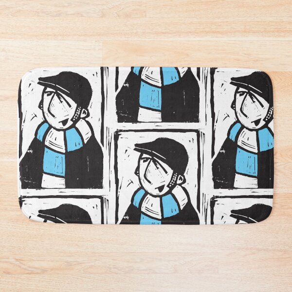 Item preview, Classic Football Fan Illustration | Retro Terrace Supporter | Sky Blue & White Scarf - Lino designed and sold by GWARTGB.