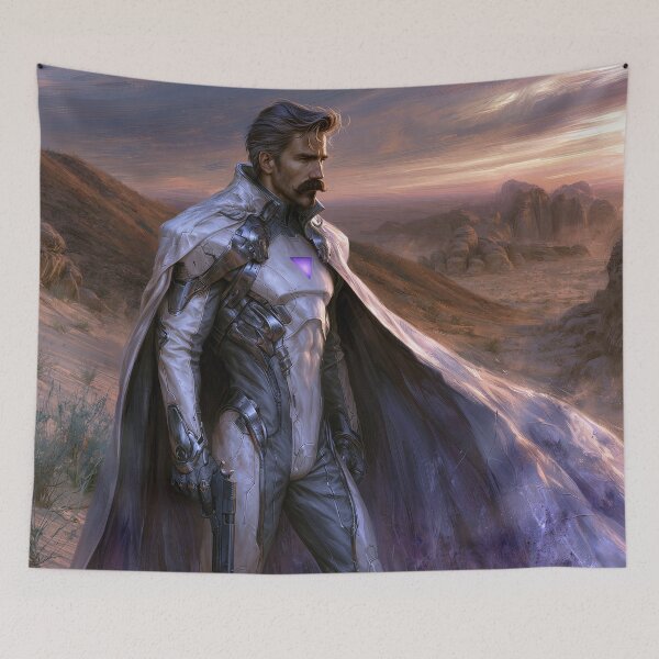 Item preview, Sci‑Fi Western Warrior in Desert at Sunset designed and sold by JaimeLikes.