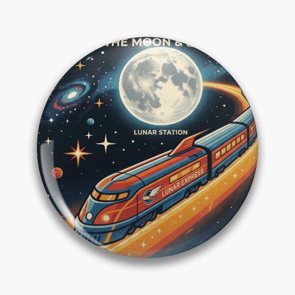 Item preview, Lunar Express Cosmic Highway Space Train Moon Retro Travel Poster Art Print designed and sold by Void and Neon.
