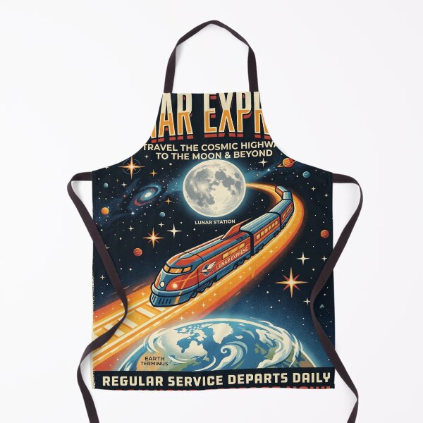 Item preview, Lunar Express Cosmic Highway Space Train Moon Retro Travel Poster Art Print designed and sold by Void and Neon.