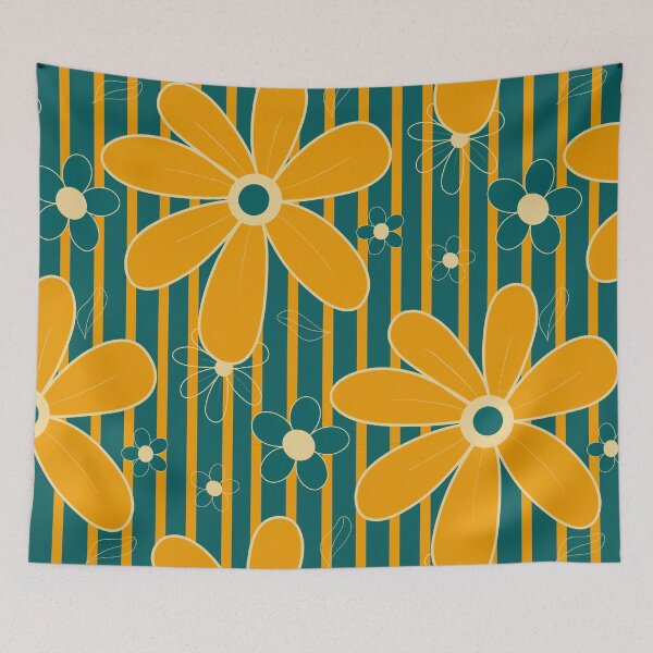 Item preview, Yellow stripes in a green field with yellow flowers 5E designed and sold by StefanStudioArt.