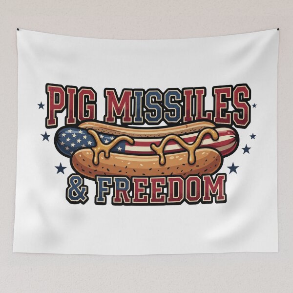 Item preview, Funny Hotdog Pig Missiles Freedom  bbq design designed and sold by ArtDesignTp.