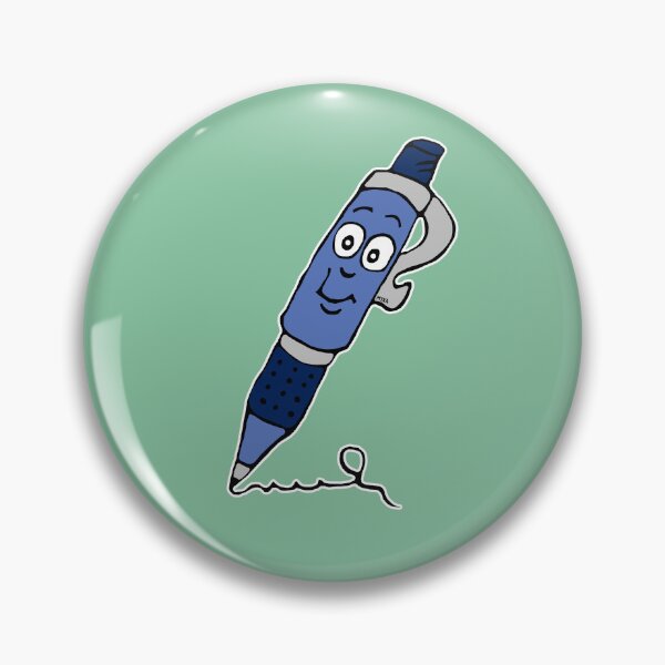 Item preview, Cute Blue Ballpoint Pen Cartoon | Funny Office and School Stationery Sticker designed and sold by MyxaART.
