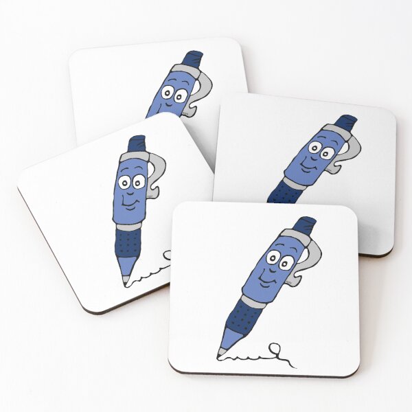 Item preview, Cute Blue Ballpoint Pen Cartoon | Funny Office and School Stationery Sticker designed and sold by MyxaART.