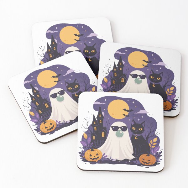 Item preview, Cute Halloween Ghost & Black Cat T-Shirt Sticker designed and sold by ucpstudio.