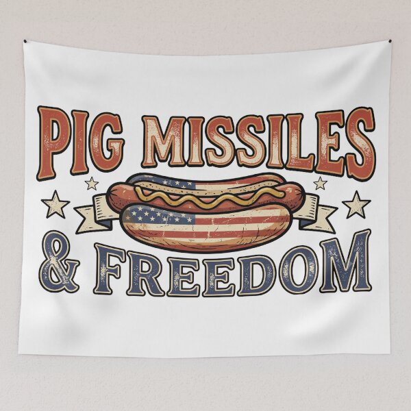 Item preview, Funny Hotdog Pig Missiles Freedom america bbq designed and sold by ArtDesignTp.