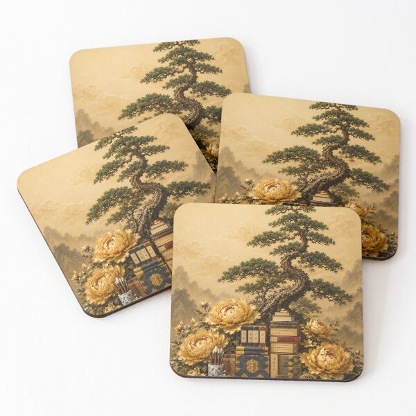 Item preview, Korean Folk Art Golden Peony & Dragon Canvas, Traditional Shaman Dance Wall Art designed and sold by K-Tradition.