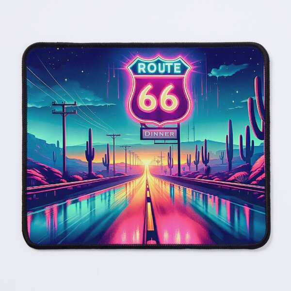 Item preview, Neon Route 66 Retro Synthwave Highway designed and sold by dougkeder.