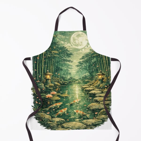Item preview, Moonlit Bamboo Forest Koi Pond - Asian Fantasy designed and sold by irfanshikh.