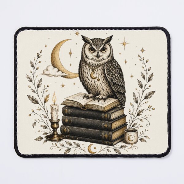 Item preview, The Library Owl Vintage Book Lover Design | Mystical Owl on Books | Dark Academia PNG designed and sold by Moonwoven Studio.