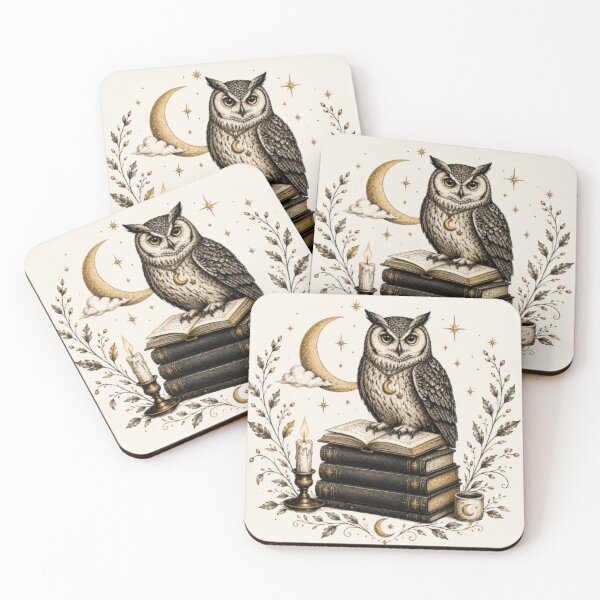 Item preview, The Library Owl Vintage Book Lover Design | Mystical Owl on Books | Dark Academia PNG designed and sold by Moonwoven Studio.