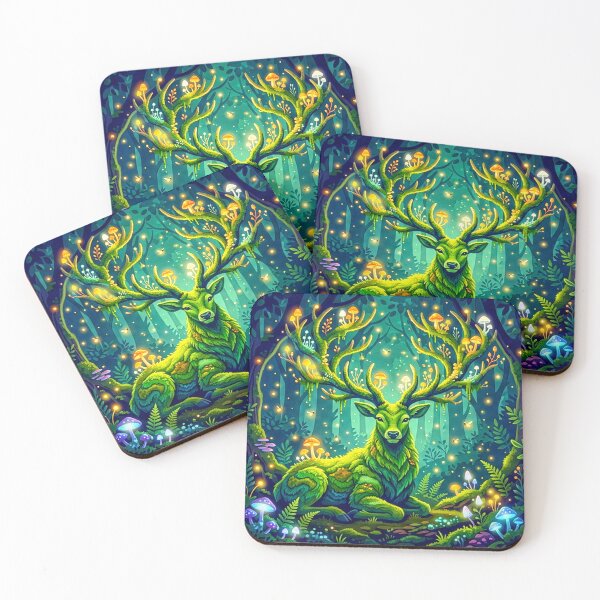 Item preview, Enchanted Forest Moss Stag with Glowing Mushrooms designed and sold by dougkeder.