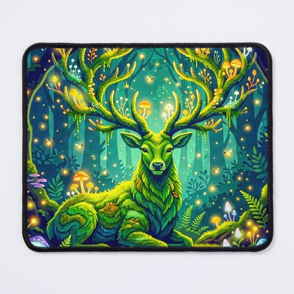 Item preview, Enchanted Forest Moss Stag with Glowing Mushrooms designed and sold by dougkeder.