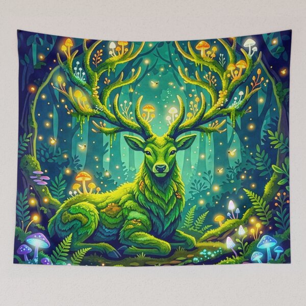 Item preview, Enchanted Forest Moss Stag with Glowing Mushrooms designed and sold by dougkeder.
