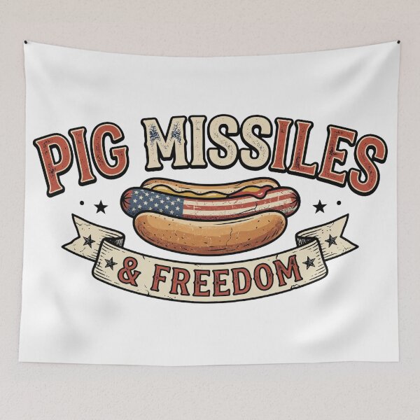 Item preview, funny hotdog pig missiles freedom patriotic bbq art designed and sold by ArtDesignTp.