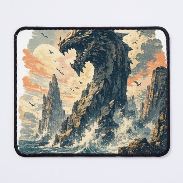 Item preview, Fantasy Sea Stack Dragon Rock - Mythical Coastal designed and sold by irfanshikh.