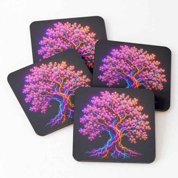Item preview, Electric Bloom Tree – Neon Cherry Blossom Art designed and sold by Aureva Arts Shop.