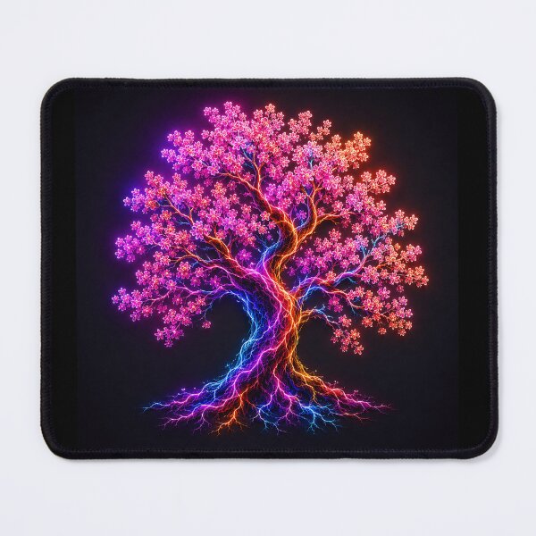 Item preview, Electric Bloom Tree – Neon Cherry Blossom Art designed and sold by Aureva Arts Shop.