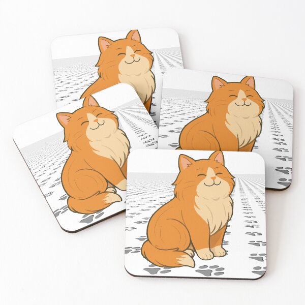 Item preview, Cute Orange Cat Sitting with Paw Prints Background designed and sold by MigWhimsy.