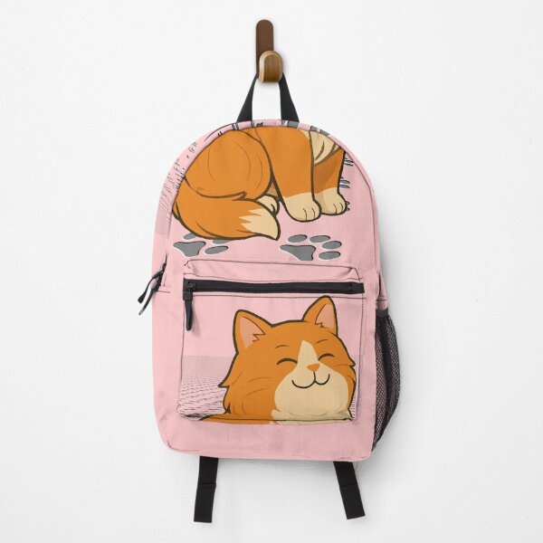 Item preview, Cute Orange Cat Sitting with Paw Prints Background designed and sold by MigWhimsy.