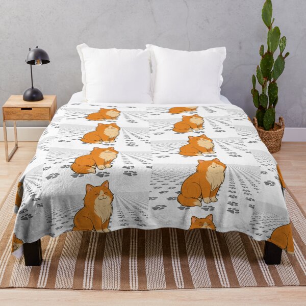 Item preview, Cute Orange Cat Sitting with Paw Prints Background designed and sold by MigWhimsy.