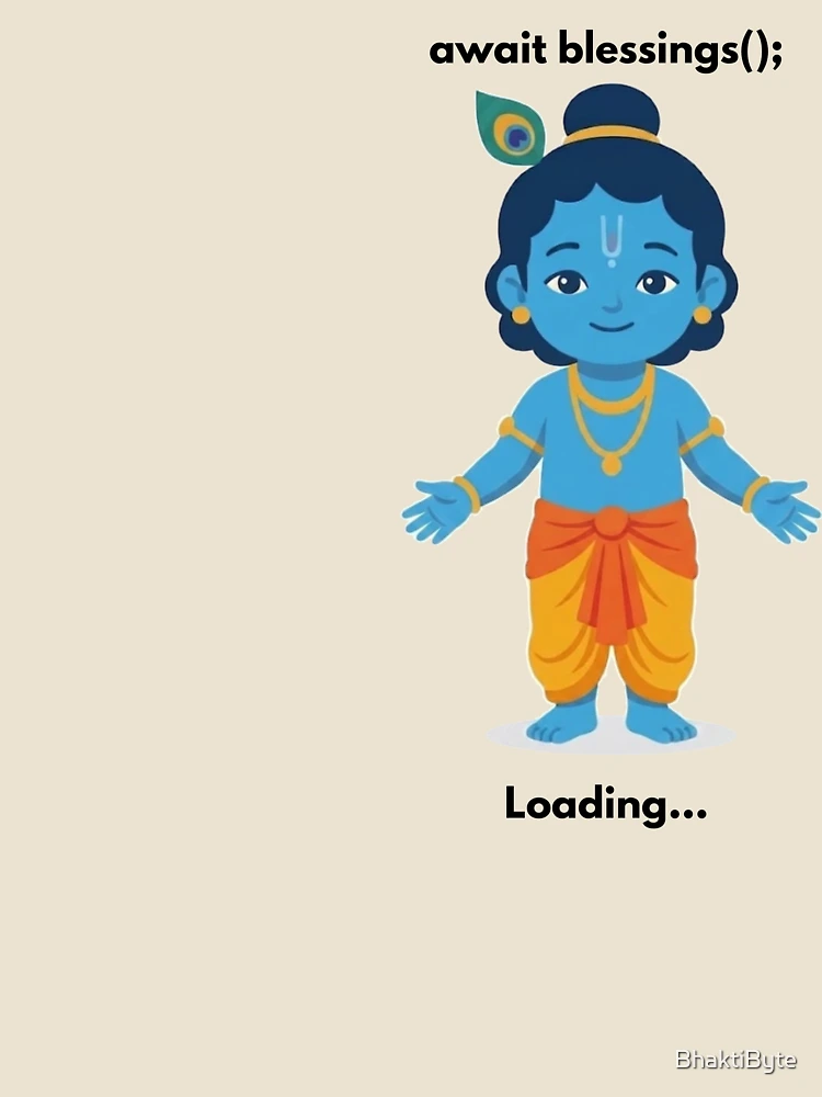 Thumbnail 4 of 4, Relaxed T-Shirt, await blessings | JavaScript Developer Sticker | Tech Humor designed and sold by BhaktiByte.