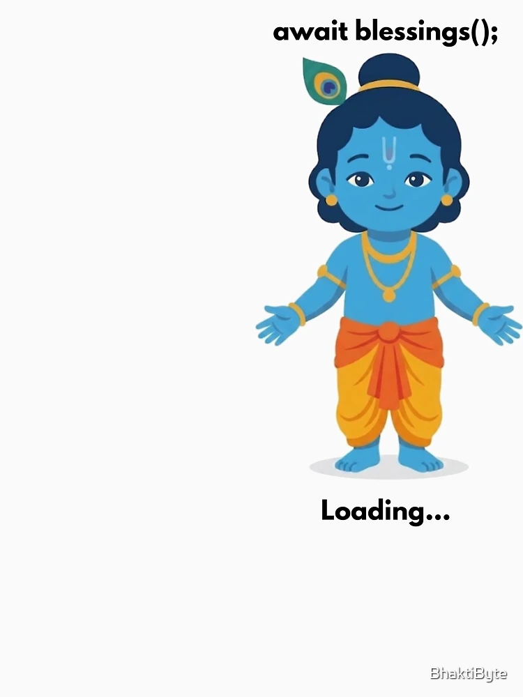 Thumbnail 7 of 7, Classic T-Shirt, await blessings | JavaScript Developer Sticker | Tech Humor designed and sold by BhaktiByte.